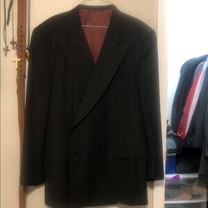 Elegant Black Pinstripe Men's Suit Jacket